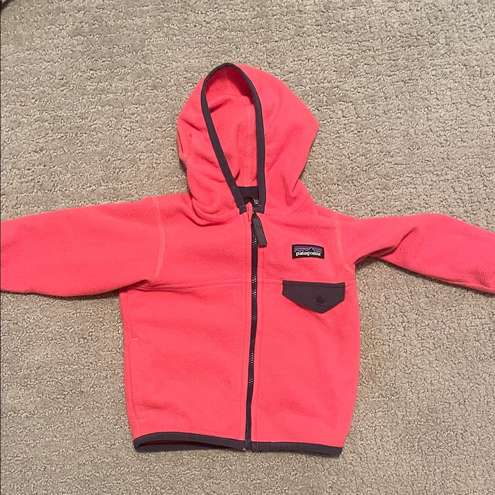 Patagonia pink Fleece Zip-Up Hoodie 6-12 months